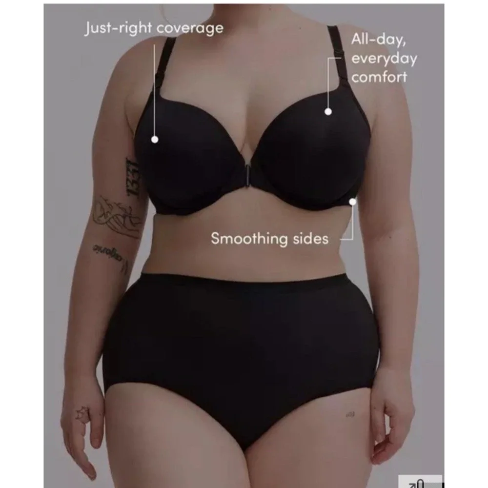 Torrid Perfect T Front Close Bra 46DDD Black Lightly Lined Ultimate Smoothing
